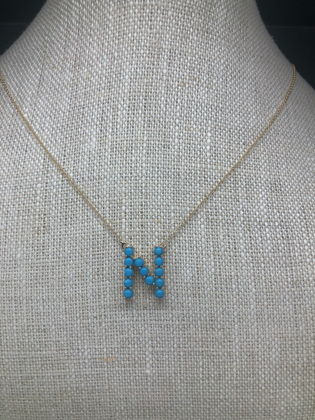 Turquoise Gold Initial Pendant