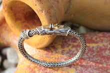 Load image into Gallery viewer, Round Weave Bracelet With Gold Dagger Lock
