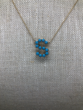 Load image into Gallery viewer, Turquoise Gold Initial Pendant
