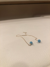 Load image into Gallery viewer, Turquoise with Gold chain Earrings 5mm beads
