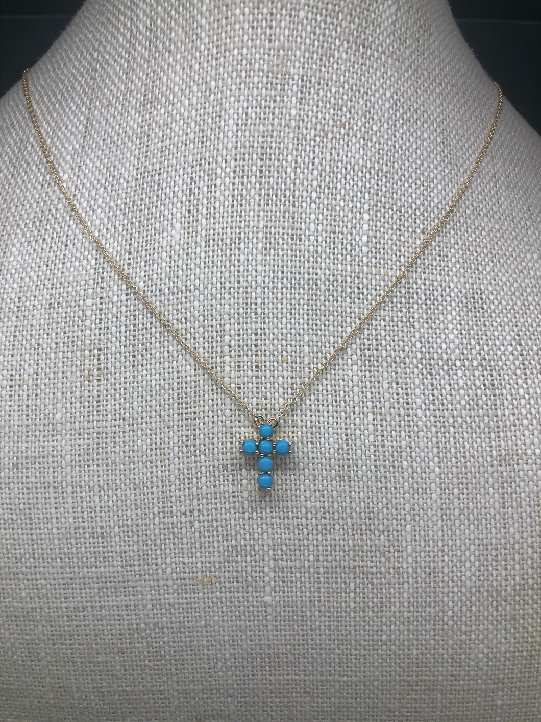 Turquoise Gold Cross Pendant