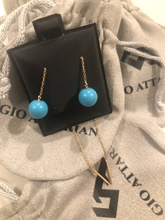 Load image into Gallery viewer, Turquoise with Gold chain Earrings 8mm beads
